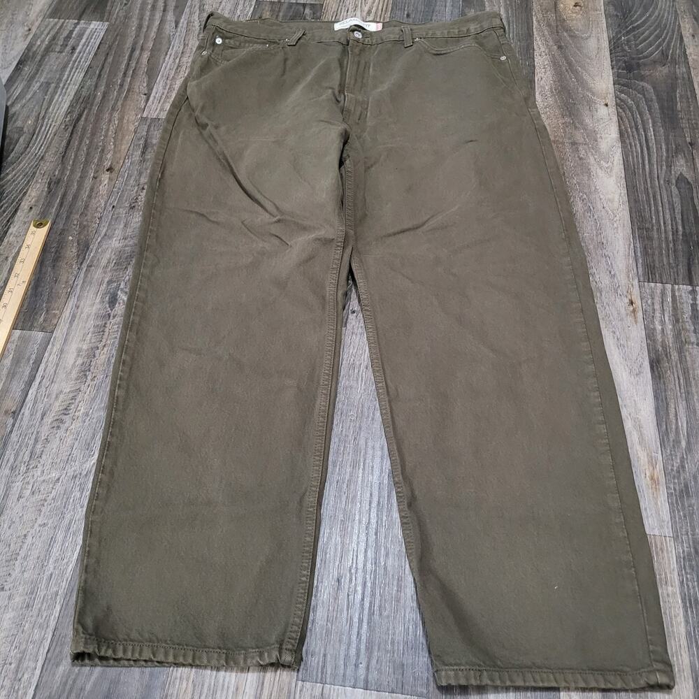 Vintage Levis Jeans Mens 42x30 Green 90s Y2k Denim Pants Dark 550 Relaxed